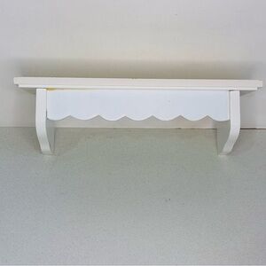White Floating Shelf 12 Inch Length Plate Notch Scalloped Edge Minimalist